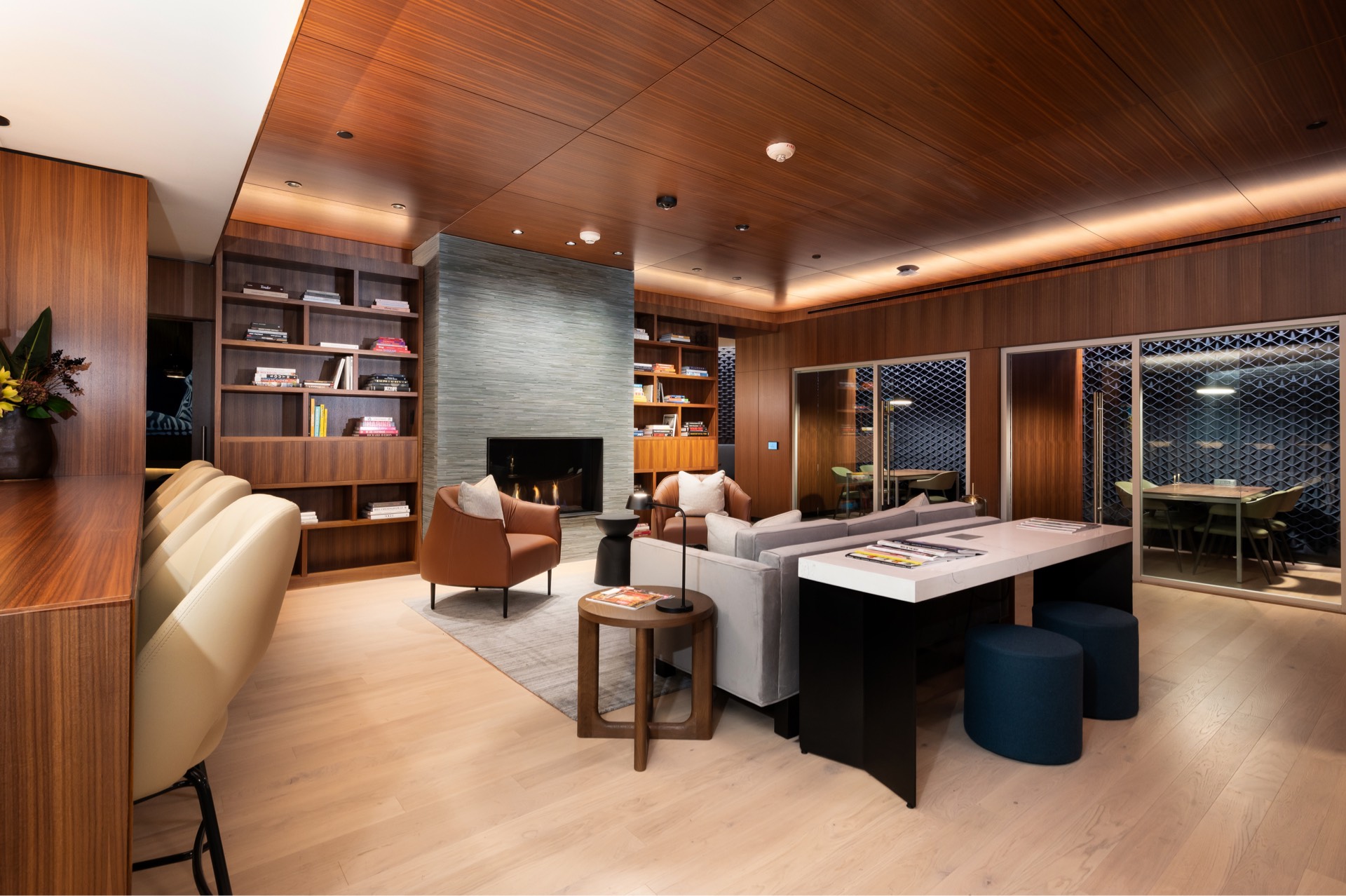 Margarite luxury apartments' reading room in Washington, DC.